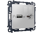 Комплект механизма розетки ALFA Серебро глянец 2USB A+C 20W (быстрая зарядка) QUANT (AP4110, VM177) MA411010