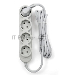 Удлинитель PC 3 м, 4 р, без выкл., 10А черный PC-1B-3M