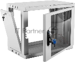 Шкаф коммутационный ЦМО (ШРН-9.350) настенный 9U 600x350 мм пер. дв. стекл 200 кг серый 300 мм 180 град.