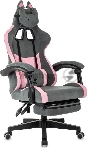 Кресло игровое Knight Kitty/F серый/розовый крестов. пластик подст. для ног