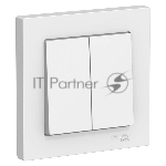 Выключатель 2-кл. AtlasDesign (сх.5) 10АХ в сборе белый SchE ATN000152