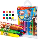 Восковые мелки Deli EC223-12 Color Kids, круглые, с поворотным механизмом, 12 цветов (12шт) длина 165мм, диаметр 10мм, блистер с европодвесом, вид 4