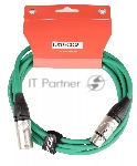 Микрофонный кабель FORCE FMC-05/3 GR XLR (F) -XLR (M), разъемы с никелевым корпусом и посеребренными контактами, 3 м, цвет зелёный