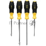 Набор отверток Deli DL630004N 4шт SL5x100 + SL6x150 + PH1x100 + PH2x150 сталь Cr-V, двухкомпонентная прорезиненная рукоять