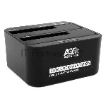 Докстанция 2x2.5"/3.5" SATA HDD/SSD AgeStar 3UBT6-6G, USB 3.0, пластик, черный, UASP, Clone, USB 3.0