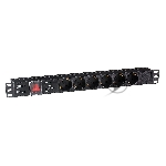 Блок розеток горизонтальный ExeGate ServerPro PDU-19H607 Al-6S-C14-SW-SPD1, 19", 1U, Алюминий, 6 Schuko, С14, выкл. с подсветкой, SPD1, черный