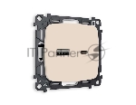 Комплект механизма розетки OMEGA Бежевый матовый 2USB A+C 20W (быстрая зарядка) QUANT (OP3310, VM177) MO331010