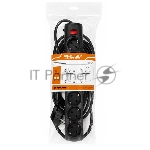 Сетевой фильтр PROGIX PG657, 6 розеток, черный, кабель 5 метров, с защитой от перегрузки, заземление, выключатель, мощность нагрузки 2200Вт, размер 320 х 50 х 40мм, сечение кабеля 3 х 0.75кв.мм.