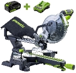 Торцовочная пила аккумуляторная GreenWorks GD24MS216, 24V, б/щ, c 1х5 АКБ Ач и ЗУ (1501707UG), вид 10