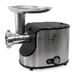 Мясорубка электрическая Samtron MG-105 серебристый , 1600 Вт, 1.6 кг/мин, реверс, защита от перегрузки, насадки - 8