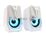 Акустическая система 2.0 Gembird SPK-303-W, 6Вт, пластик, рег.громкости, LED подсветка, белый