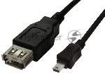 Кабель Buro USB A(f)-miniUSB черный 0.2м (OTG_MINI)