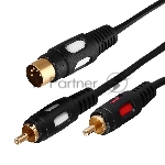Шнур DIN 5 Pin - 2 RCA, длина 1,5 метра (GOLD) Rexant