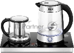 Чайный набор Kitfort КТ-6741 1.7л. 2200Вт черный/нержавеющая сталь корпус: стекло/металл/пластик