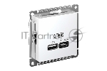 Розетка USB AtlasDesign тип A+C 45Вт QC PD высокоскор. ЗУ механизм бел. SE ATN000129
