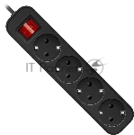 Удлинитель Defender G418 черный, 1.8 м, EURO, 4 розетки, 2200 Вт