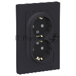 Розетка 2-м СП AtlasDesign 16А IP20 с заземл. защ. шторки в сборе карбон SchE ATN001026