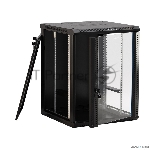 Шкаф настенный Hyperline TWB-0645-GP-RAL9004 19-дюймовый (19"), 6U, 367 x 600 х 450 мм, стеклянная дверь с перфорацией по бокам, ручка с замком, черный (RAL 9004) (разобранный), вид 4