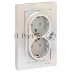 Розетка 2-м СП AtlasDesign 16А IP20 с заземл. защ. шторки в сборе жемчуж. SchE ATN000426