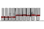 Набор удлиненных торцевых головок Matrix 1/2", 6-ти гр., CrV, 10шт., 10-22мм