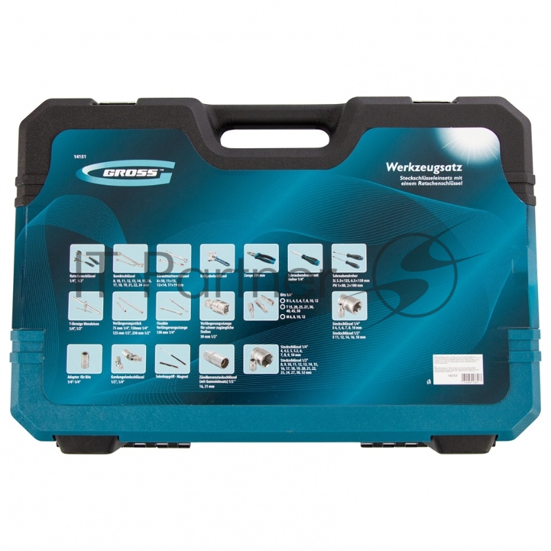 Набор инструментов Gross 1/4", 1/2", CrV, 120 зубьев, 101 предмет