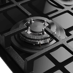 Варочная поверхность MONSHER MGG 44 Noir, High-Tech, газ, 45 см, газ-контроль, автоматический электроподжиг, чугунные решетки, форсунки под сжиженый газ, конфорки SABAF, поворотные переключатели, цвет черный