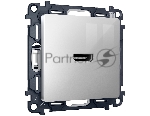 Комплект механизма розетки HDMI 2.0 ALFA Серебро глянец 40V/500mA 2.0GHz 5-18Gbit/s QUANT (AP4140, VM222) MA414010