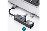 Кабель-адаптер USB3.0 5bites UA3-45-11BK, 3*USB3.0, RJ45 1G, AL, серый, вид 2