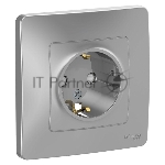 Розетка 1-м СП Blanca 16А IP20 250 В с заземл. защ. шторки алюм. SchE BLNRS001113