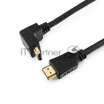 Кабель Cablexpert HDMI CC-HDMI490-15, 19M/19M, v2.0, медь, позол.разъемы, экран, угловой, 4.5м, черный, пакет