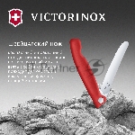 Нож кухонный Victorinox Swiss Classic 6.7831.FC1 стальной столовый лезв.110 мм серрейт. заточка красный карт. коробка, вид 7