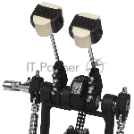 Педаль для бас-барабана STAGG PPD-52 двойная с двойным цепным приводом, стальное основание с антифрикционной накладкой, 2 анкера для фиксации, 4-х сторонняя колотушка (фетр/пластик) с регулируемым углом и пружинным натяжением